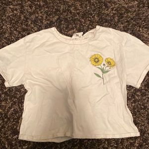 flower & quote tan crop top